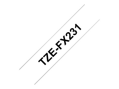 Brother TZe-FX231 - Klej - czarny na białym - Wałek (1,2 cm x 8 m) 1 kaseta(y) elastyczna taśma identyfikacyjna - dla Brother PT