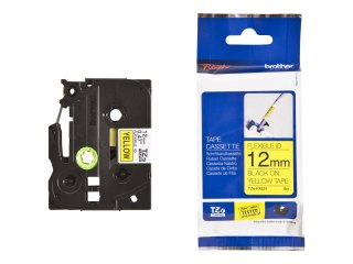 Brother TZe-FX631 - Czarny na żółtym - Wałek (1,2 cm x 8 m) 1 kaseta(y) elastyczna taśma identyfikacyjna - dla Brother PT-D210, 