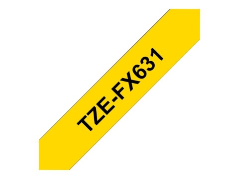 Brother TZe-FX631 - Czarny na żółtym - Wałek (1,2 cm x 8 m) 1 kaseta(y) elastyczna taśma identyfikacyjna - dla Brother PT-D210, 