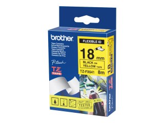 Brother TZe-FX641 - Czarny na żółtym - Roll (1,8 cm x 8 m) 1 kaseta(y) taśma elastyczna - dla Brother PT-D600; P-Touch PT-2430, 