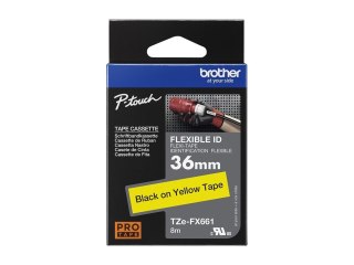 Brother TZe-FX661 - Czarny na żółtym - Roll (3,6 cm x 8 m) 1 kaseta(y) taśma elastyczna - dla P-Touch PT-3600, 530, 550, 9200, 9