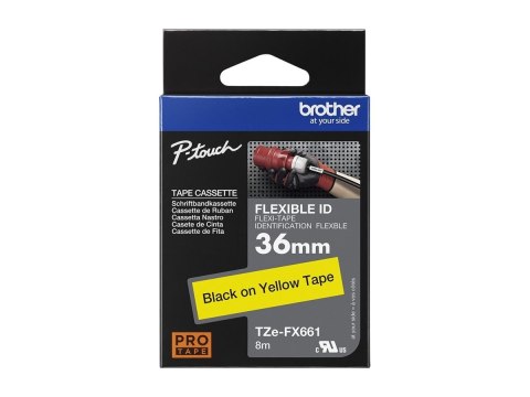 Brother TZe-FX661 - Czarny na żółtym - Roll (3,6 cm x 8 m) 1 kaseta(y) taśma elastyczna - dla P-Touch PT-3600, 530, 550, 9200, 9