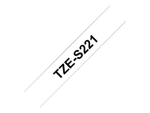 Brother TZe-S221 - Wyjątkowo silny klej - czarny na białym - Roll (0,9 cm x 8 m) 1 kaseta(y) taśma laminowana - dla Brother PT-D