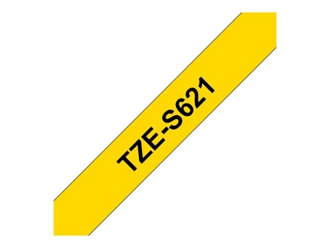 Brother TZe-S621 - Wyjątkowo silny klej - czarny na żółtym - Roll (0,9 cm x 8 m) 1 kaseta(y) taśma laminowana - dla Brother PT-D