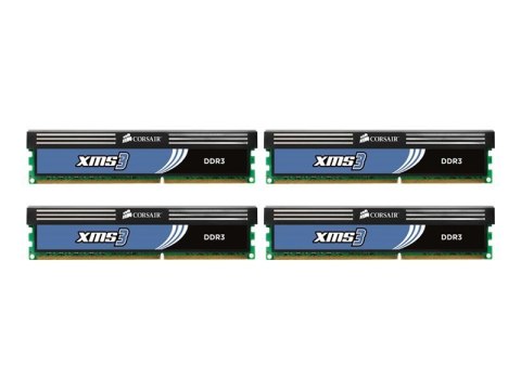 CORSAIR XMS3 - DDR3 - zestaw - 16 GB: 4 x 4 GB - DIMM 240-pin - 1333 MHz / PC3-10600 - CL9 - niebuforowana - bez ECC