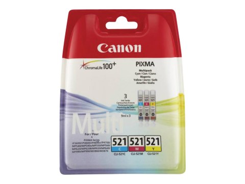 Canon CLI-521 Multipack - 3 szt. - 9 ml - żółty, cyjan, magenta - oryginał - pojemnik z atramentem - dla PIXMA iP3600, iP4700, M
