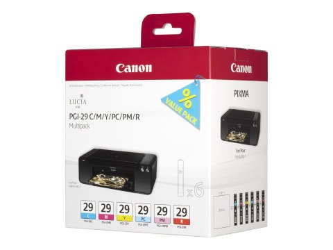Canon PGI-29 CMY/PC/PM/R Multipack - Żółty, cyjan, magenta, czerwony, cyjan photo, magenta photo - oryginał - pojemnik z atramen