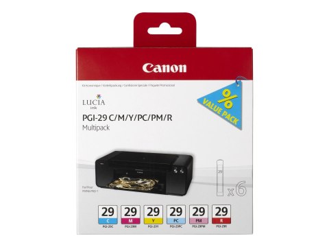 Canon PGI-29 CMY/PC/PM/R Multipack - Żółty, cyjan, magenta, czerwony, cyjan photo, magenta photo - oryginał - pojemnik z atramen