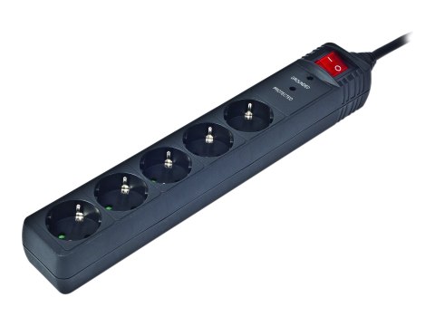 EnerGenie SPG5-C-5 - Zabezpieczenie przed przepięciem - AC 250 V - złącza wyjściowe: 5 - 1.5 m przewód - Niemcy - czarny