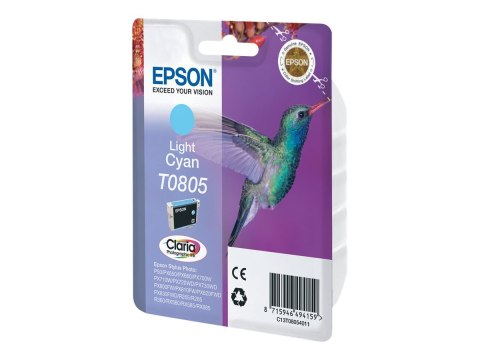 Epson T0805 - Niebieskozielony jasny - oryginał - opakowanie typu blister z RF / alarmem akustycznym - pojemnik na tusz - dla St