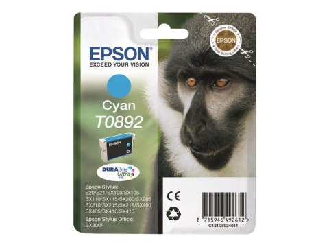 Epson T0892 - 3.5 ml - cyjan - oryginał - kopuła - pojemnik na tusz - dla Stylus S21, SX105, SX110, SX115, SX210, SX215, SX400, 