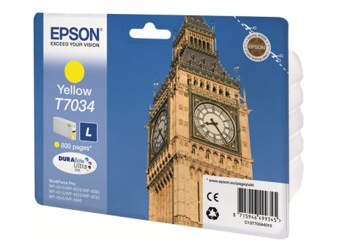 Epson T7034 - 9.6 ml - rozmiar L - żółty - oryginał - kopuła - pojemnik na tusz - dla WorkForce Pro WP-4015, WP-4025, WP-4095, W