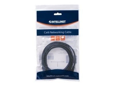 Intellinet Network Patch Cable, Cat6, 5m, Black, CCA, U/UTP, PVC, RJ45, Gold Plated Contacts, Snagless, Booted, Lifetime Warrant
