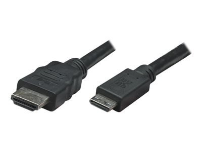 Manhattan HDMI to Mini HDMI Cable, 4K@30Hz (High Speed), 1.8m, Male to Male, Black, Ultra HD 4k x 2k, Fully Shielded, Gold Plate