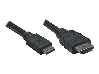 Manhattan HDMI to Mini HDMI Cable, 4K@30Hz (High Speed), 1.8m, Male to Male, Black, Ultra HD 4k x 2k, Fully Shielded, Gold Plate