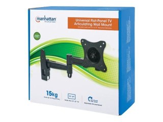 Manhattan TV & Monitor Mount, Wall, Full Motion, 1 screen, Screen Sizes: 13-27", Black, VESA 75x75 to 100x100, Max 15kg, Tilt & 
