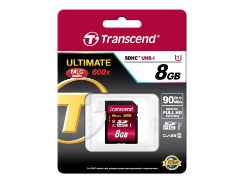 Transcend Ultimate - Karta pamięci flash - 8 GB - UHS Class 1 / Class10 - 133x - SDHC UHS-I