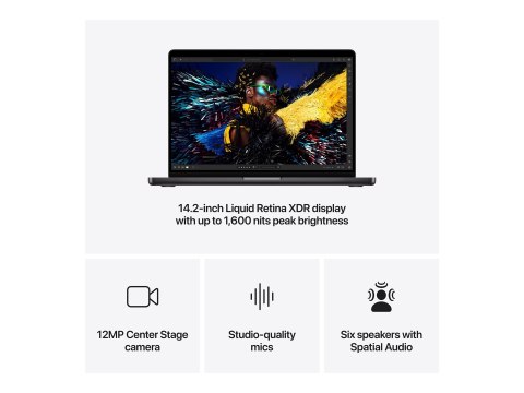 Apple MacBook Pro - M4 Pro - Apple M4 Pro 20-core - 24 GB RAM - 1 TB SSD - 14.2" 3024 x 1964 @ 120 Hz - Wi-Fi 6E, Bluetooth - ko