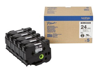 Brother HGE-151V5 - Czarno na przezroczystym tle - Roll (2,4 cm x 8 m) 5 kaseta(y) taśma laminowana - dla P-Touch PT-9500pc, PT-