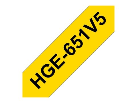 Brother HGE-651V5 - Czarny na żółtym - Roll (2,4 cm x 8 m) 5 kaseta(y) taśma laminowana - dla P-Touch PT-9500pc, PT-9800PCN; P-T