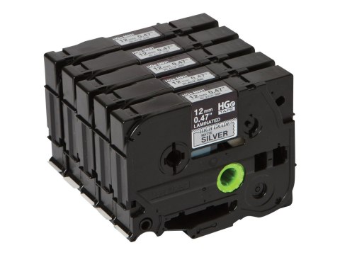 Brother HGE-M931V5 - Czarny na srebrnym - Wałek (1,2 cm x 8 m) 5 kaseta(y) taśma laminowana - dla P-Touch PT-9500pc, PT-9800PCN;