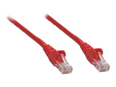 Intellinet Network Patch Cable, Cat5e, 10m, Red, CCA, U/UTP, PVC, RJ45, Gold Plated Contacts, Snagless, Booted, Lifetime Warrant