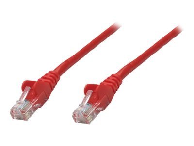 Intellinet Network Patch Cable, Cat5e, 10m, Red, CCA, U/UTP, PVC, RJ45, Gold Plated Contacts, Snagless, Booted, Lifetime Warrant
