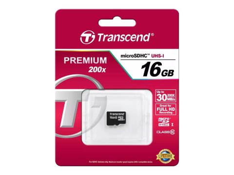 Transcend - Karta pamięci flash - 16 GB - Class 10 - microSDHC