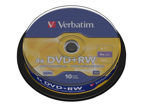 Verbatim - 10 x DVD+RW - 4.7 GB (120 min) 4x - srebrzystomatowy - wałek