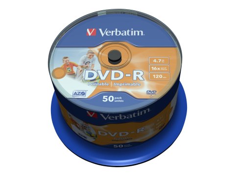 Verbatim - 50 x DVD-R - 4.7 GB 16x - powierzchnia nadająca się do druku szerokich fotografii - wałek