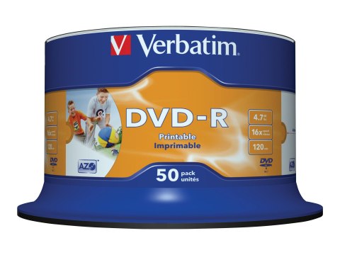 Verbatim - 50 x DVD-R - 4.7 GB 16x - powierzchnia nadająca się do druku szerokich fotografii - wałek