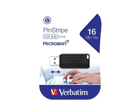 Verbatim PinStripe USB Drive - Pendrive USB - 16 GB - USB 2.0 - czarny