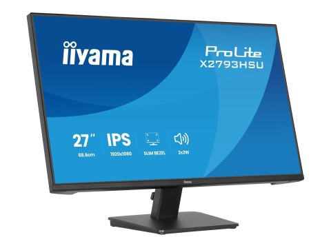 Iiyama X2793HSU-B1 - Monitor LED - 27" - 1920 x 1080 Full HD (1080p) @ 120 Hz - IPS - 350 cd/m² - 1500:1 - 1 ms - HDMI, DisplayP