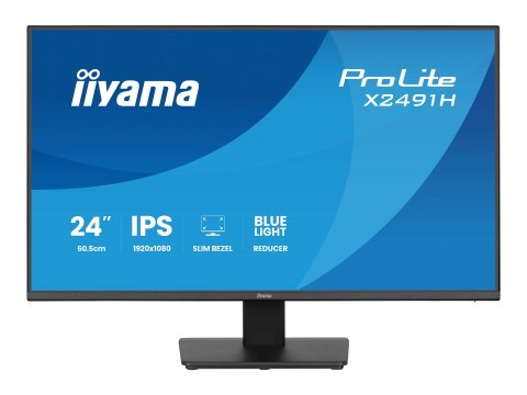 Iiyama ProLite X2491H-B1 - Monitor LED - 24" (23.8" widoczny) - 1920 x 1080 Full HD (1080p) @ 120 Hz - IPS - 350 cd/m² - 1500:1 