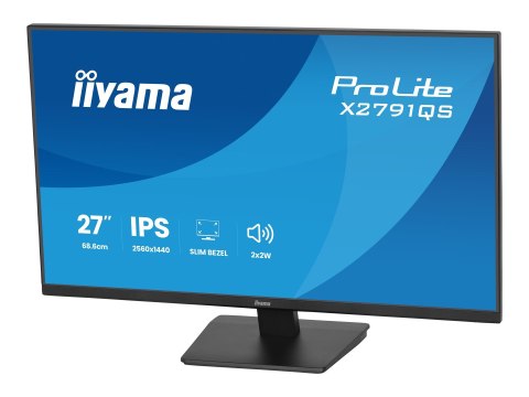Iiyama ProLite X2791QS-B1 - Monitor LED - 27" - 2560 x 1440 QHD @ 75 Hz - IPS - 350 cd/m² - 1000:1 - 1 ms - HDMI, DisplayPort - 