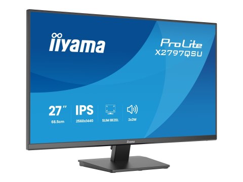 Iiyama ProLite X2797QSU-B1 - Monitor LED - 27" - 2560 x 1440 QHD @ 75 Hz - IPS - 350 cd/m² - 1000:1 - 1 ms - 2xHDMI, DisplayPort