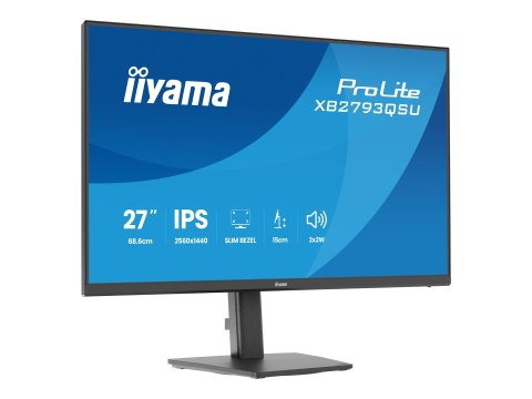 Iiyama ProLite XB2793QSU-B1 - Monitor LED - 27" - 2560 x 1440 QHD @ 75 Hz - IPS - 350 cd/m² - 1000:1 - 1 ms - HDMI, DisplayPort 