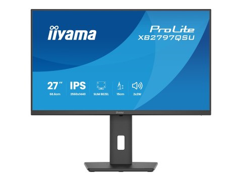 Iiyama ProLite XB2797QSU-B1 - Monitor LED - 27" - 2560 x 1440 QHD @ 75 Hz - IPS - 350 cd/m² - 1000:1 - 1 ms - 2xHDMI, DisplayPor