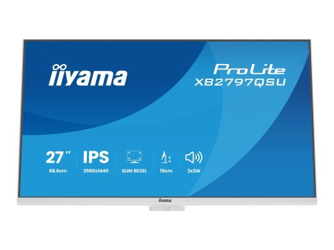 Iiyama ProLite XB2797QSU-W1 - Monitor LED - 27" - 2560 x 1440 QHD @ 75 Hz - IPS - 350 cd/m² - 1000:1 - 1 ms - 2xHDMI, DisplayPor