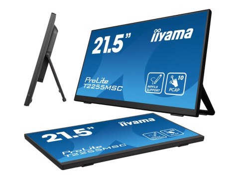 Iiyama ProLite T2255MSC-B1 - Monitor LED - 21.5" - ekran dotykowy - 1920 x 1080 Full HD (1080p) @ 60 Hz - IPS - 400 cd/m² - 1000