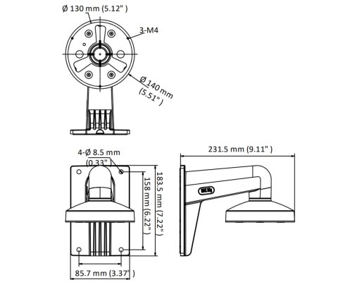 UCHWYT KAMERY DS-1273ZJ-140-DM45 Hikvision