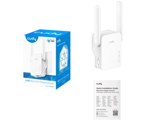 UNIWERSALNY WZMACNIACZ SIECI BEZPRZEWODOWEJ RE300 Wi-Fi 4 2.4 GHz CUDY