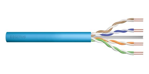 Kabel teleinformatyczny instalacyjny DIGITUS kat.6A, U/UTP, B2ca, drut, AWG 23/1, LSOH, 500m, niebieski, szpula