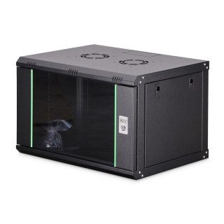 Szafa sieciowa wisząca jednosekcyjna DIGITUS Dynamic 19" 7U, 600x450, drzwi szyba, czarny, niezmontowana, 60kg