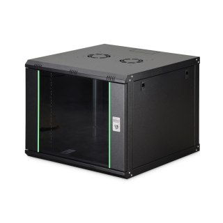 Szafa sieciowa wisząca jednosekcyjna DIGITUS Dynamic 19" 9U, 600x600, drzwi szyba, czarny, niezmontowana, 60kg