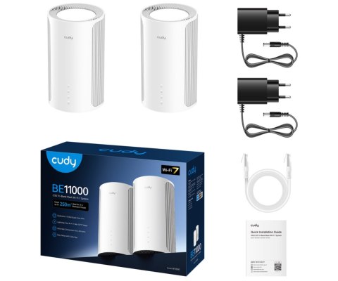 DOMOWY SYSTEM WI-FI MESH M11000(2-PACK) Wi-Fi 7 2.4 GHz, 5 GHz, 6 GHz 688 Mb/s + 4324 Mb/s + 5765 Mb/s CUDY