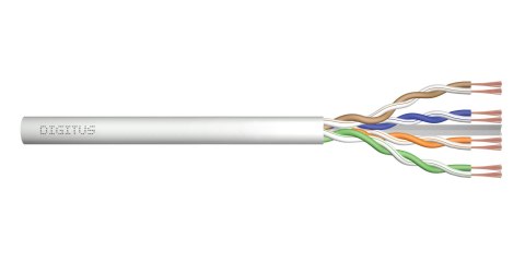 Kabel teleinformatyczny patchcordowy DIGITUS kat.6A, U/UTP, linka, AWG 26/7, LSOH, 100m, szary, karton