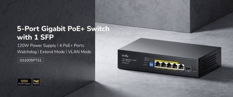SWITCH POE GS1005PTS1 4-PORTOWY + 1X UPLINK + 1X SFP CUDY