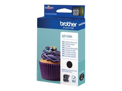 Brother LC123BK - Wysoka Wydajność - czarny - oryginał - pojemnik na tusz - dla Brother DCP-J100, DCP-J105, DCP-J132W, DCP-J4110