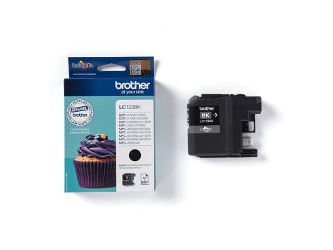 Brother LC123BK - Wysoka Wydajność - czarny - oryginał - pojemnik na tusz - dla Brother DCP-J100, DCP-J105, DCP-J132W, DCP-J4110